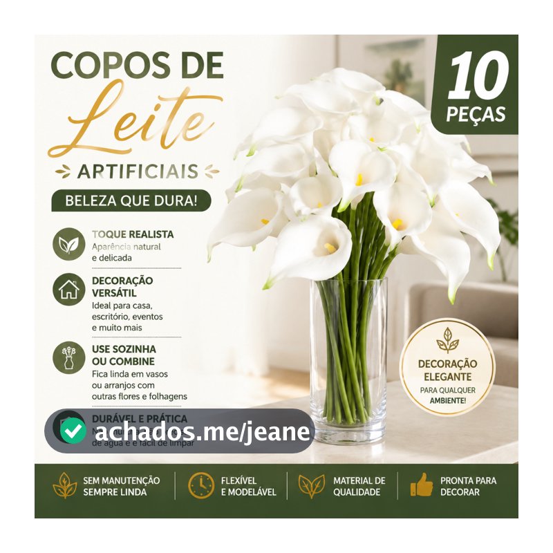 Kit 10 Flores Copo de Leite Artificial Toque Real Decoração