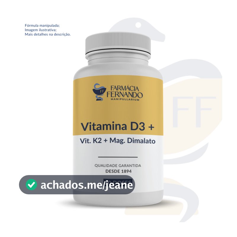 Vitamina D3 + Vitamina K2 mk7 + Magnésio Dimalato 30 doses