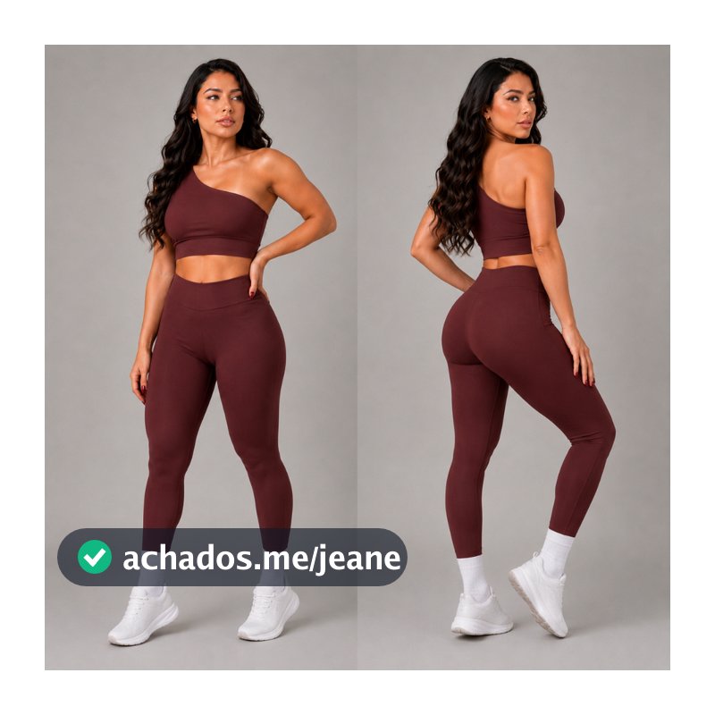 Conjunto legging e top marrom modinha ombro a mostra premium