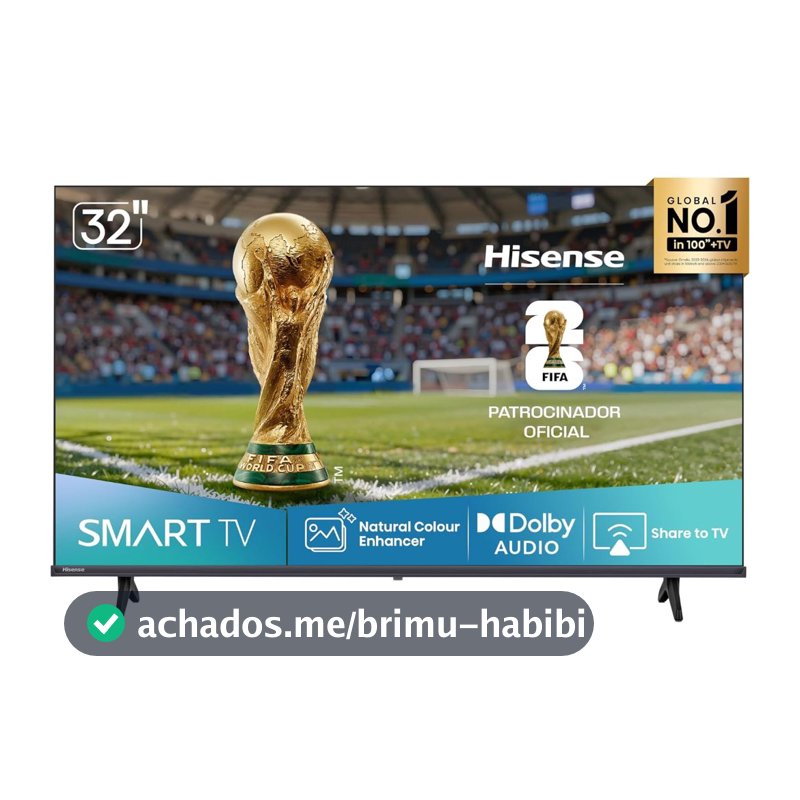 Smart TV Hisense DLED HD 32" 32A4NV Processador AI HDR10 Alexa Google Home