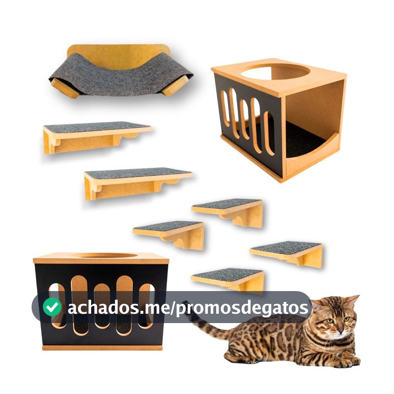Playground Gato REFORÇADO PREMIUM 9pçs Nichos Prateleiras MONTADAS E PARAFUSADAS Coisas Para Gato