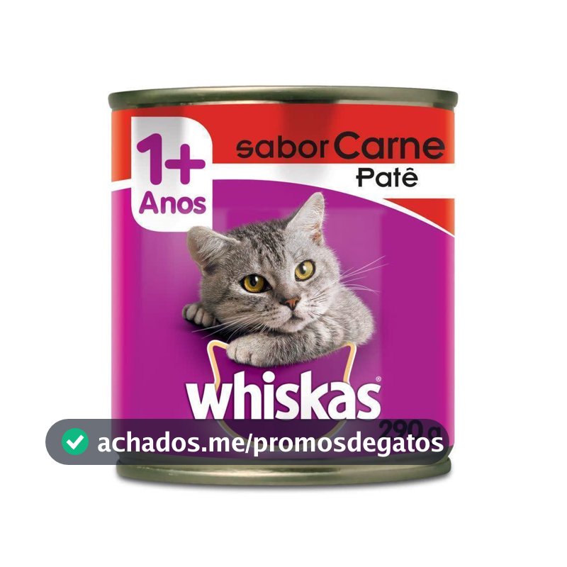Ração Úmida Whiskas Lata Patê de Carne para Gatos Adultos 290 g