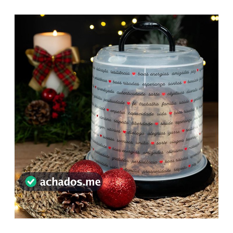 Porta Panetone Chocotone Natal Plástico Preto Plasútil