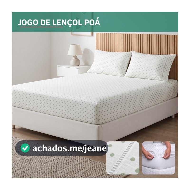 Jogo de Lençol Poá Solteiro, Casal E Queen 400 Fios Macio Elástico Resistente C/ Fronha Premium