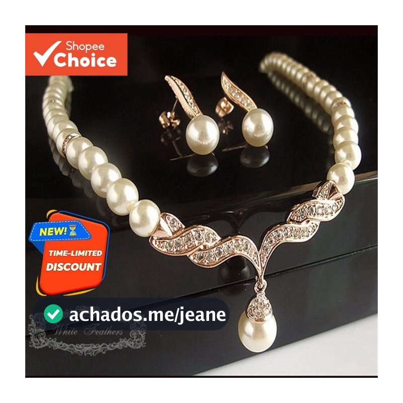 Conjunto de 2 peças de joias de pérolas estilo coreano conjunto de joias de flores feminino elegante imitação de colar d