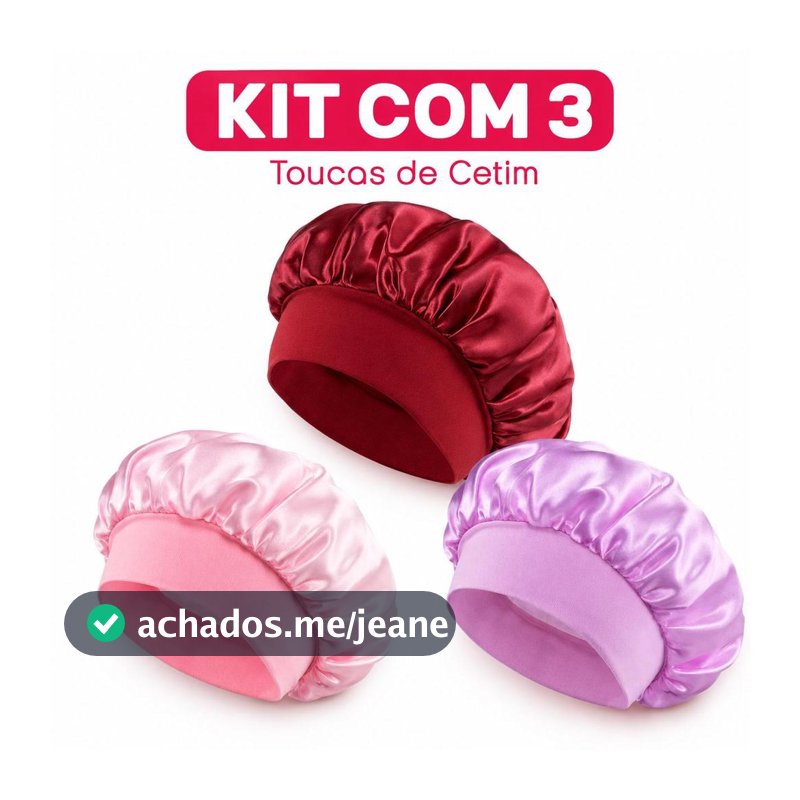 Kit Com 3 Toucas De Cetim Antifrizz, Faixa Larga E Macia Para Cabelos Cacheados, Crespos, Lisos E Trançados