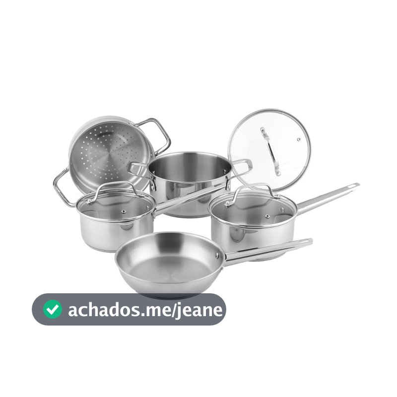 Brinox Jogo de Panelas 5 Peças Inox City - Fundo Triplo - Indução