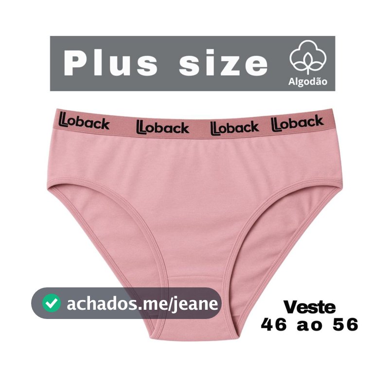 Kit 5 Calcinha Plus size Cintura Alta 100 % Algodão/Cotton Ref 301