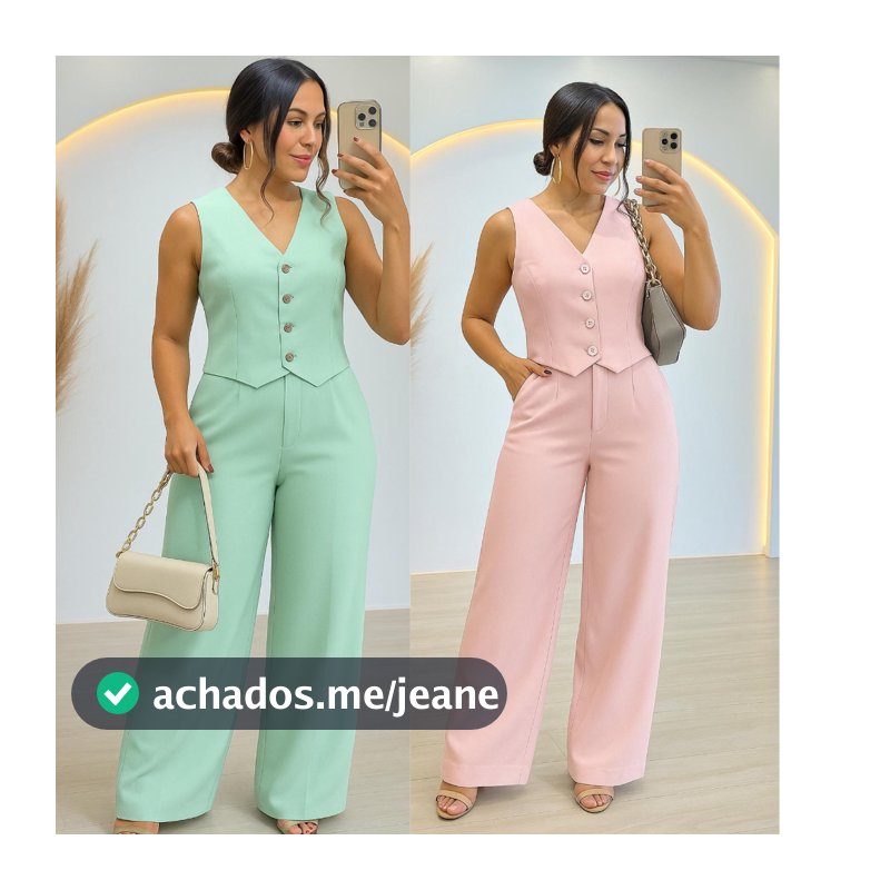 CONJUNTO FEMININO ESTILOSO E ELEGANTE EN CORES DE VERÃO EM ,CALÇA +COLETE
