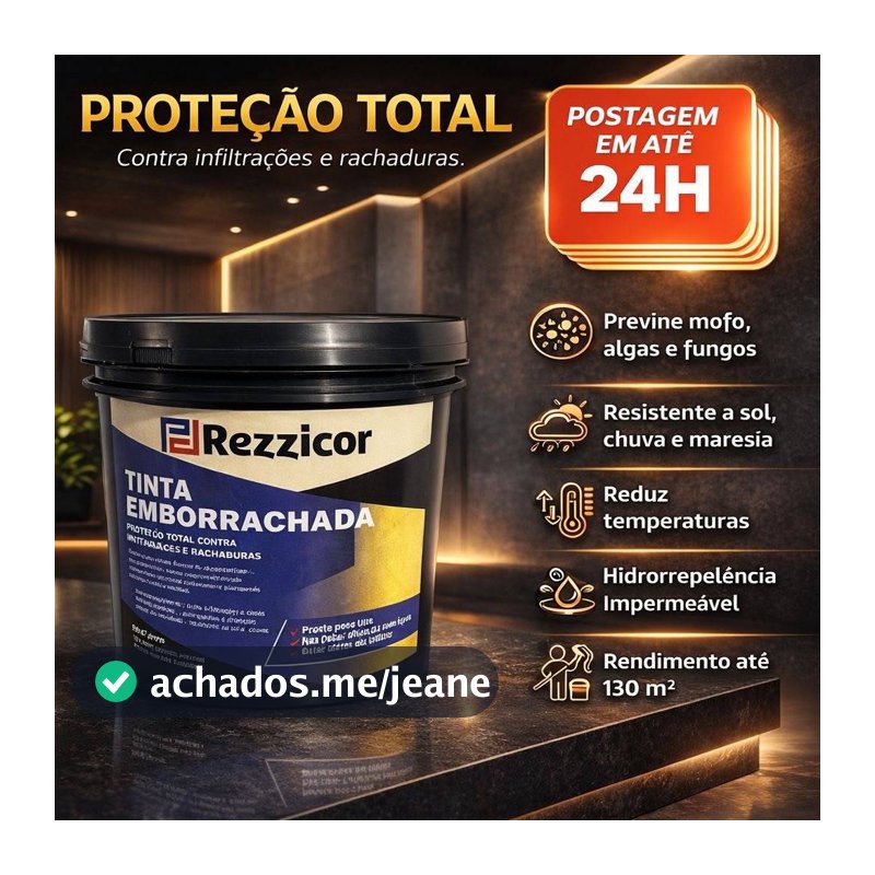 Tinta Borracha 4kg/18kg Líquida Rezzicor - Reboco - Laje - Casa Paredes Super Proteção Impermeável Envio 24H