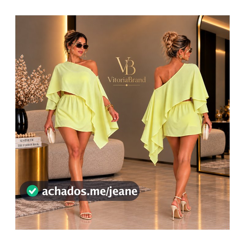 Conjunto Dunas Moda Verão 3 Peças Short-Saia Com Capa Duper Versátil Ombro Caído Boho E Cropped Elegante Sexy