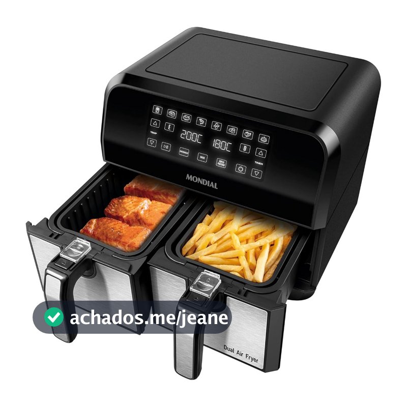 Fritadeira Air Fryer Dual Duplo Cesto 8L Mondial 2000W AFD-01-BI