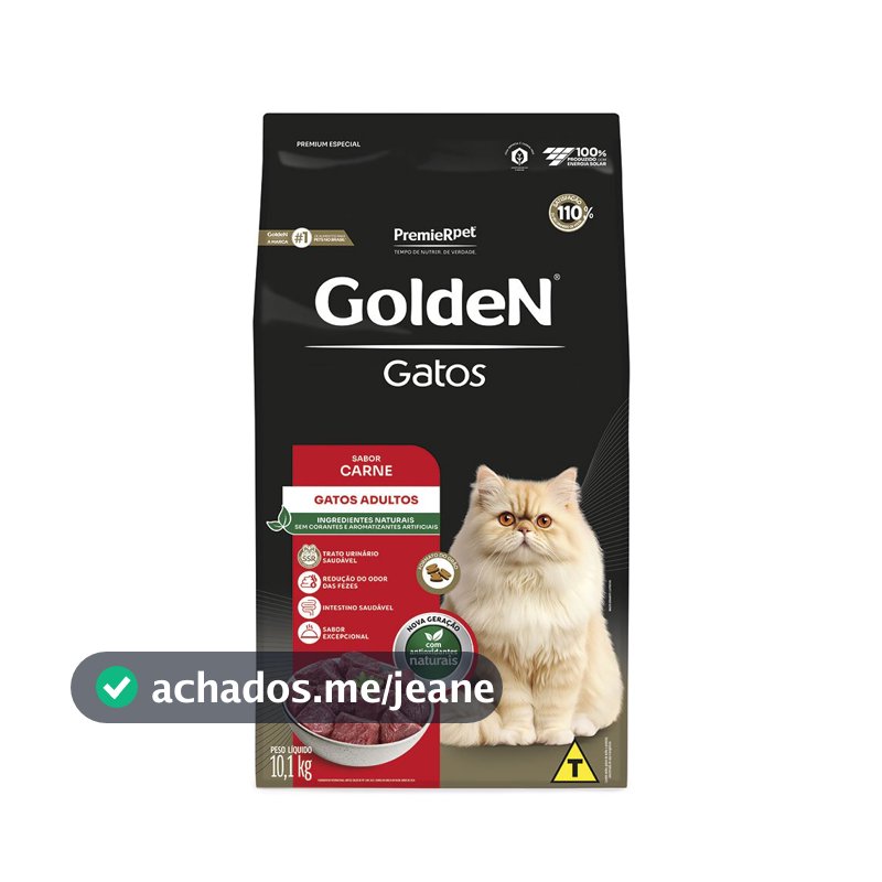 Ração Golden Para Gatos Adultos Sabor Carne 10,1Kg