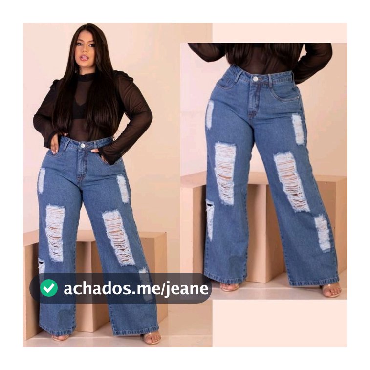 Calça Jeans Wide Leg Pantalona Plus Size Tamanho 44 ao 60
