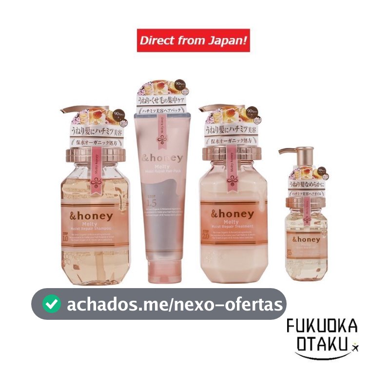 &honey Melty Repair Shampoo / Tratamento / Máscara Capilar / Óleo Capilar – Controle de Frizz e Ondulação com Mel | Cuidado Capilar Japonês Premium | Envio Direto do Japão