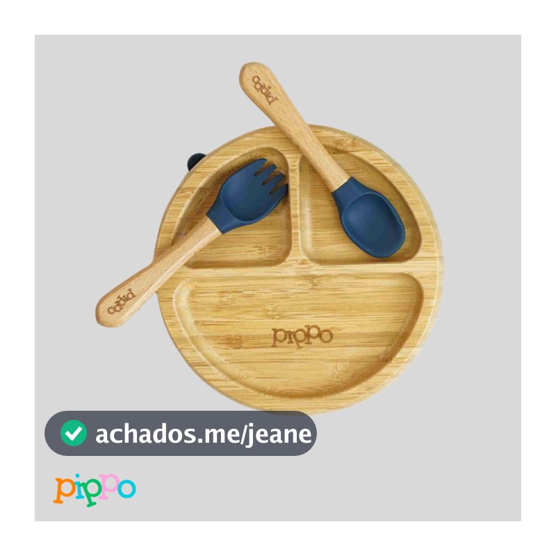 Kit Prato Pratinho + Talheres Infantil Livre de BPA com Divisórias em Bambu Com Ventosa  Introdução Alimentar
