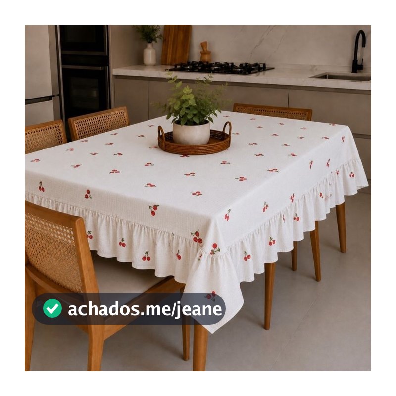 Toalha de Mesa Piquet com Babado | 4 cadeiras | 6 cadeiras | 8 cadeiras