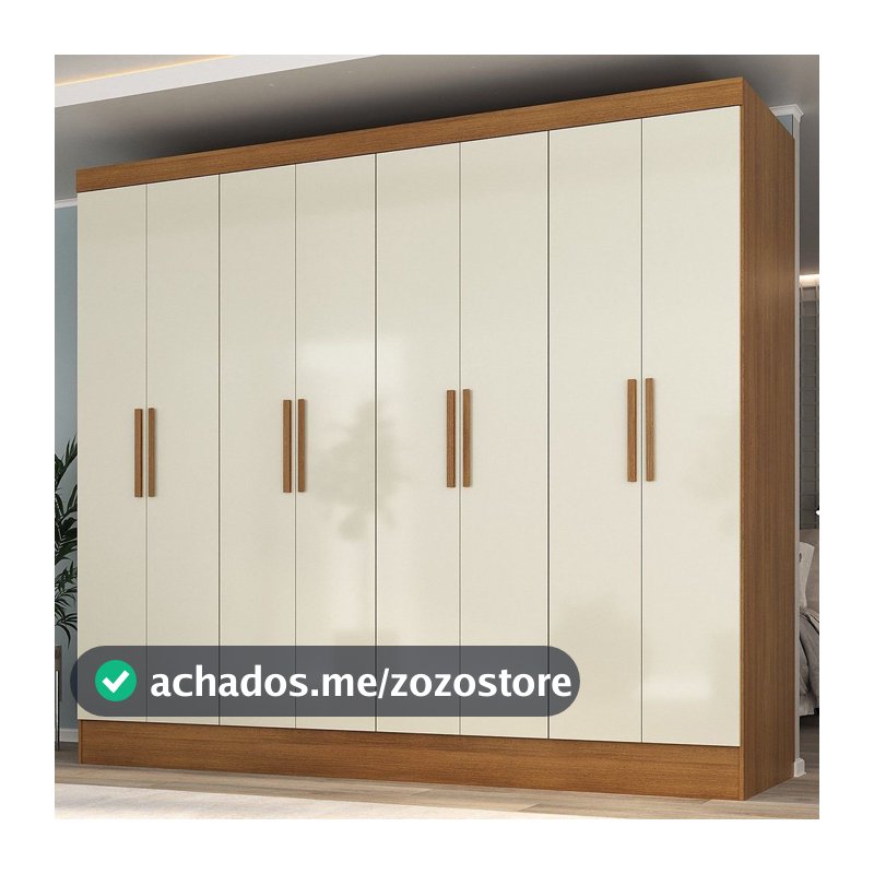 Guarda Roupa Casal 100% MDF 8 Portas 4 Gavetas Jatobá Yescasa Cinamomo/Off White Cinamomo/Off White