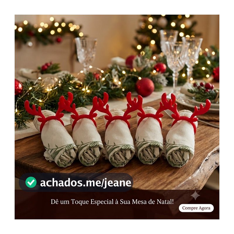 Kit Porta Guardanapos Natalino Rena Para Decoração de Mesa POSTA em Clima de Natal