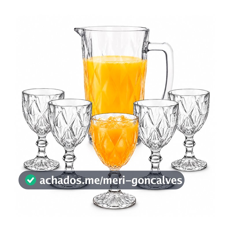 Jogo De Jarra 1100ml Diamond + 4 ou 6 Taças 340ml Diamond Suco Agua Transparente Luxo