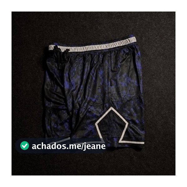 Shorts Basquete Casual Importado preto azul estampado