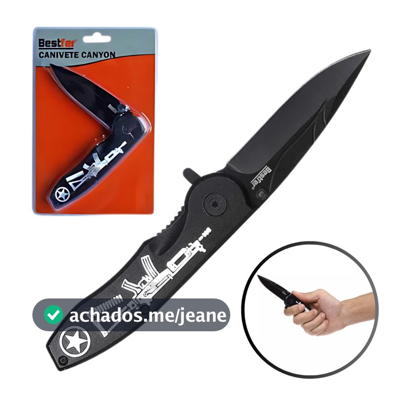 Canivete Canyon II Tático Com Trava Aço Inox Para Camping Sobrevivência Tático e Profissional Bestfer