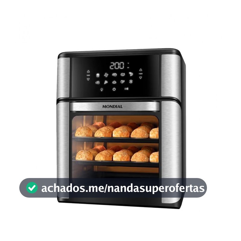 Fritadeira Elétrica Sem Óleo Air Fryer Oven 2 em 1 Mondial AFON-12L-BI 12L Digital