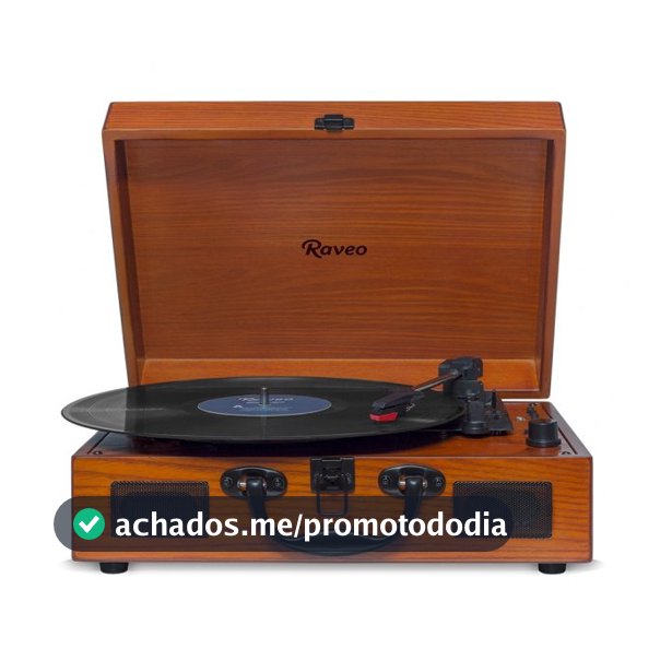 Vitrola Raveo Sonetto Wood reproduz e grava 10W 78 RPM