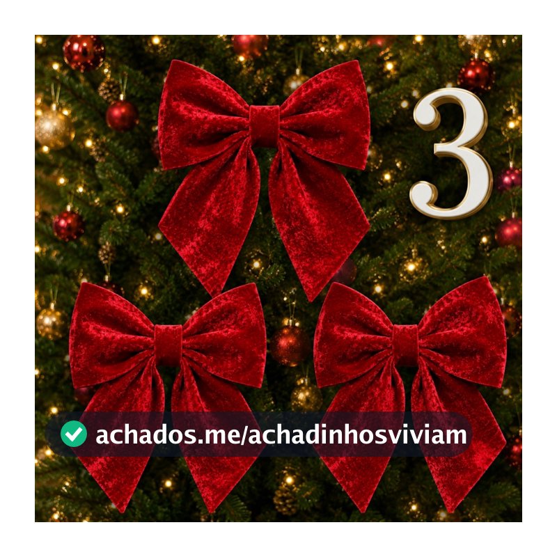 Laço Veludo Grande Para Arvore de Natal Vermelho Brilhante Decoração Luxo Alta Qualidade
