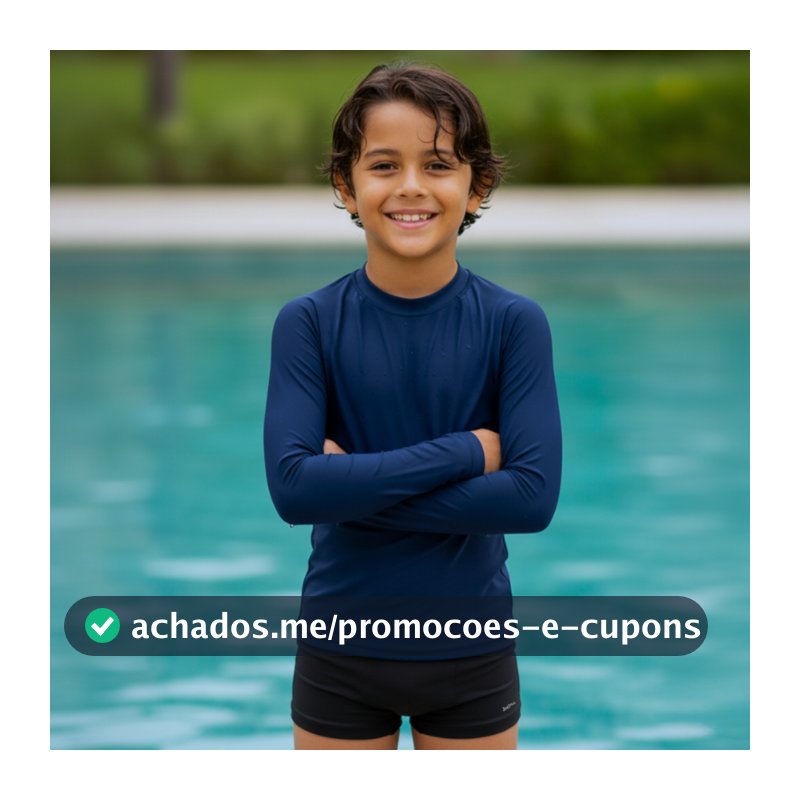 Kit Camisa Térmica Manga Longa Sunga Boxer Infantil e Juvenil 2 a 14 Anos Natação Praia Piscina Uv50