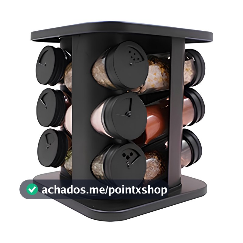 Porta Temperos e Condimentos Giratório Com 6, 8, 9 ou 12 Potes de Vidro