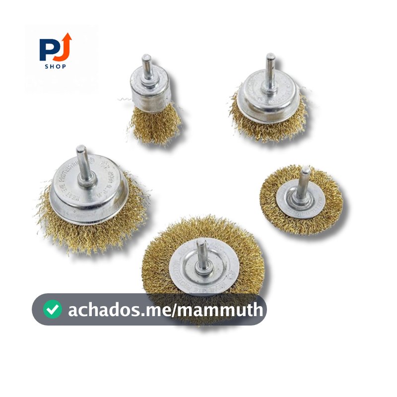 Kit Escova de Aço Circular Profissional p/ Furadeira | 5 Peças - Limpeza Profunda
