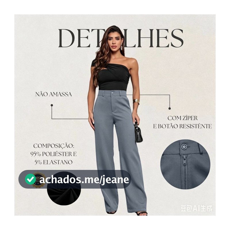 Calça Feminina Pantalona Alfaiataria Versatil Linha Premium Uso Social Ou Casual