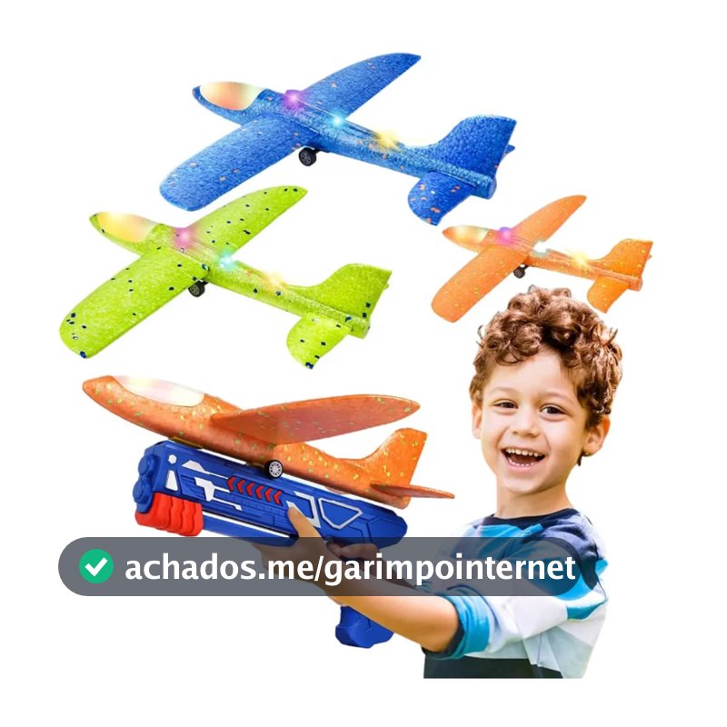 Brinquedo Lançador De Avião  Aeromodelador Planador Colorido  Com Transmissor com luz WJ-209