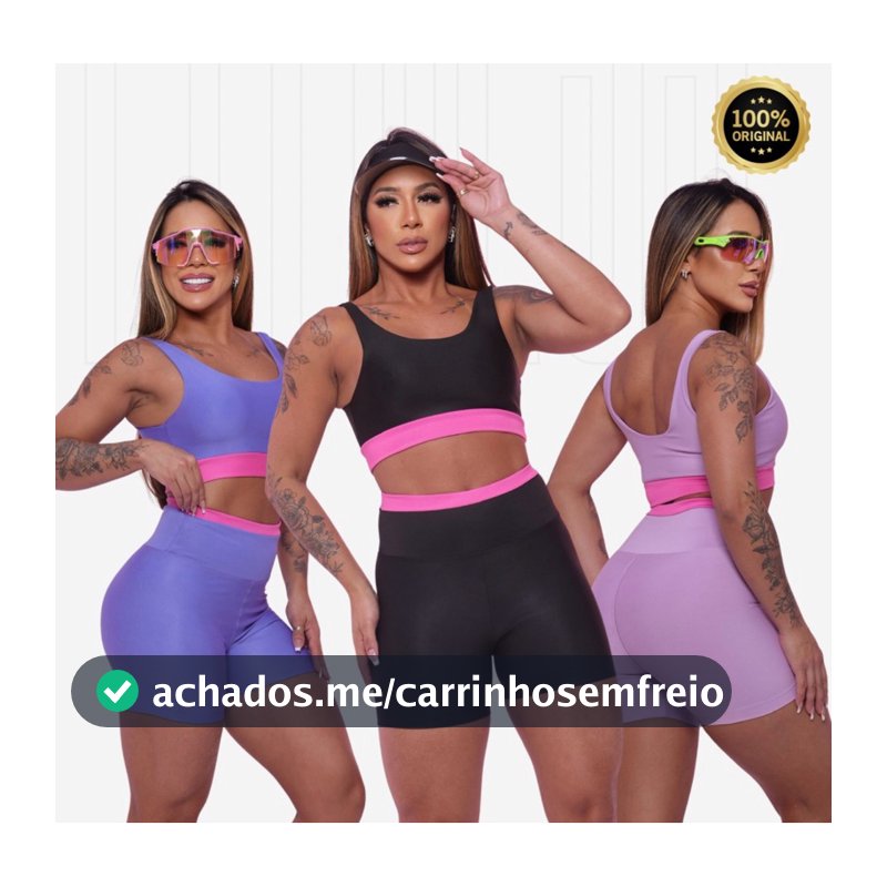 Conjunto Fitness Short Roupa de Academia Feminina Zero Transparência Suplex Premium