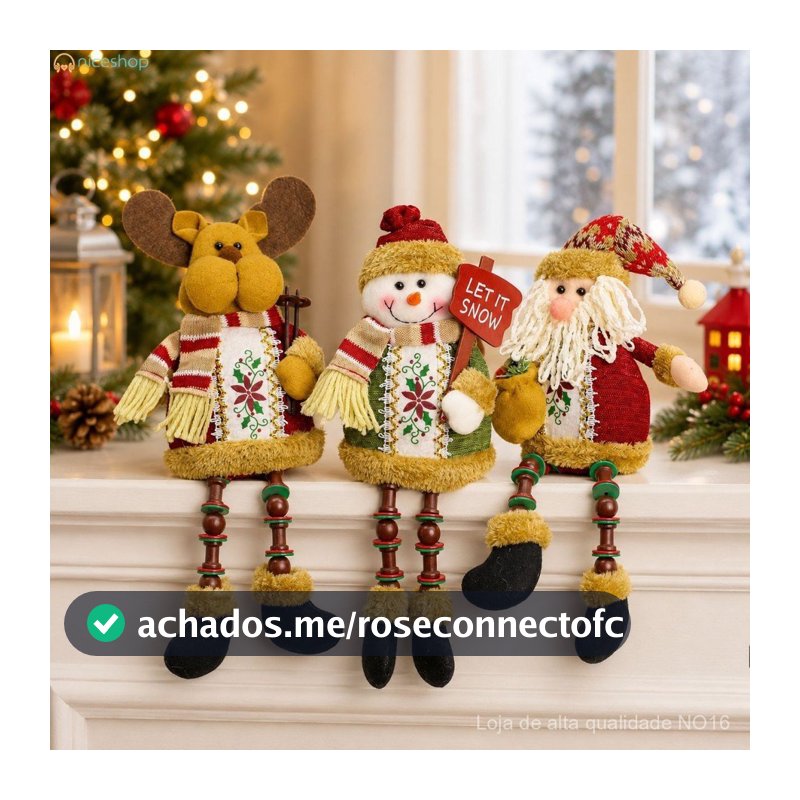 Decoração de bonecas de Natal – Enfeite de Papai Noel, boneco de neve e rena para presente de Natal QPXY