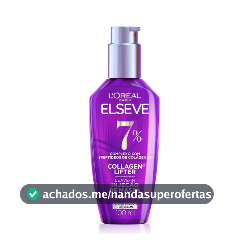 Leave-in Sérum Capilar Para Cabelos Finos Injeção de Massa, Aumenta o Volume em 61%, Elseve Collagen Lifter 100ml