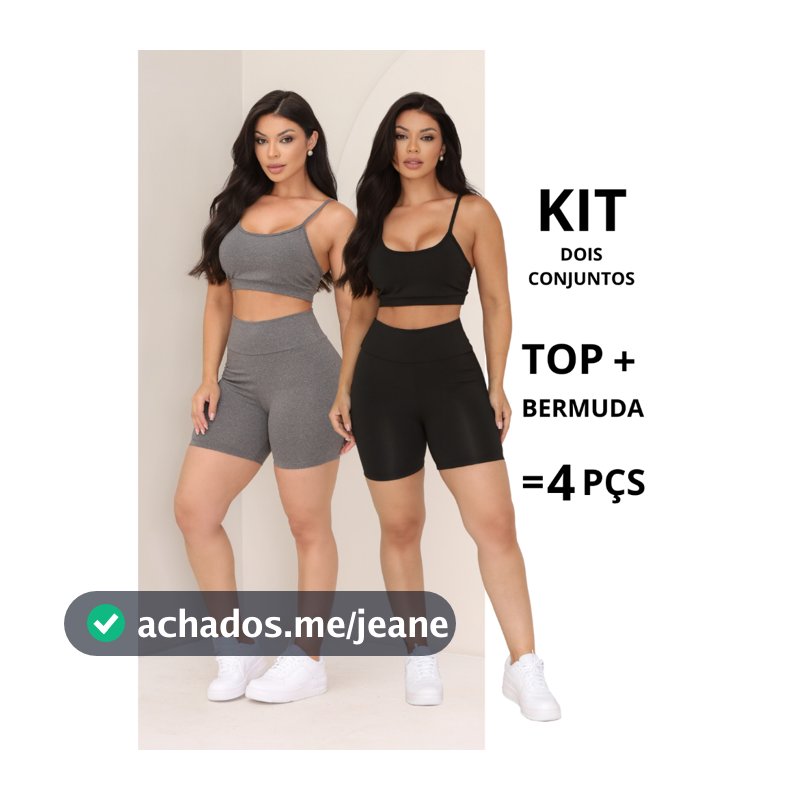 Kit 2 Conjuntos De Academia Feminino Short e Top Roupa Fitness Zero Transparência