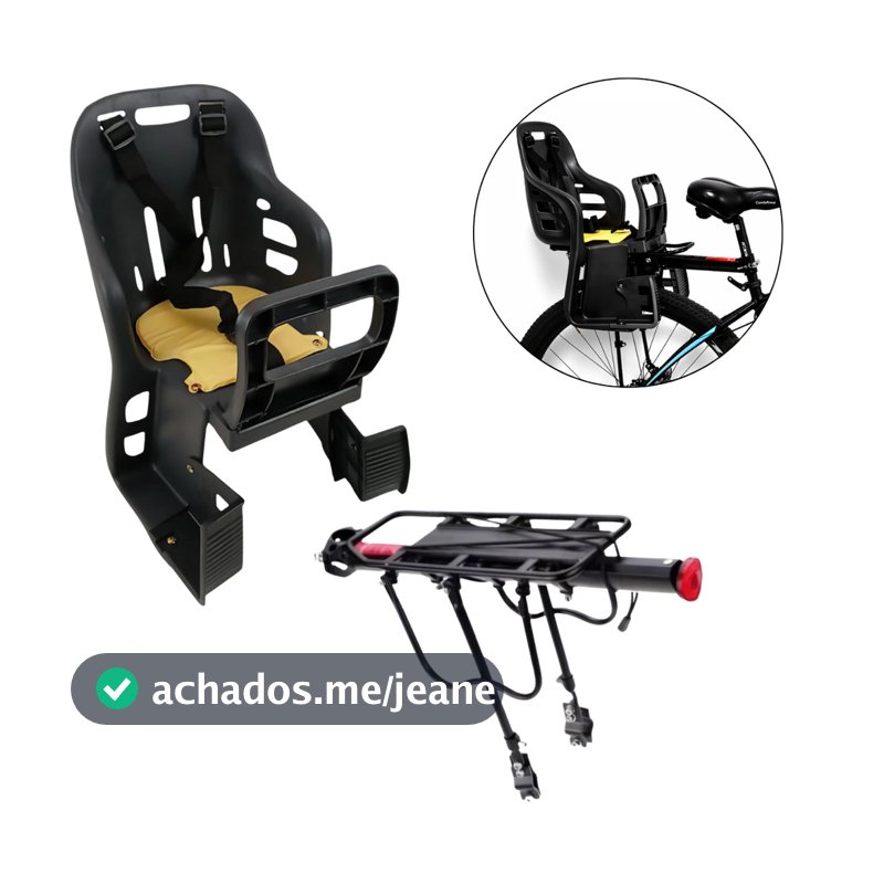Kit Bagageiro + Cadeirinha Infantil Traseira com Cinto Para Bicicleta Bike 29 Onmoove