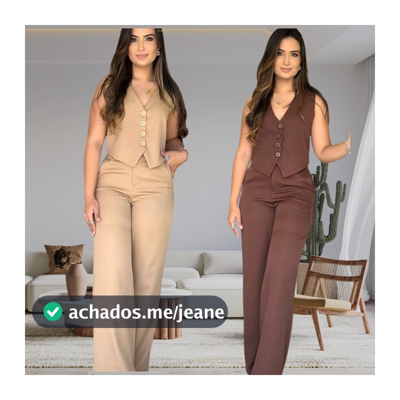 CONJUNTO MAYARA COLETE E CALÇA SOCIAL FEMININA  ELEGANTE E COMFORTAVEL.