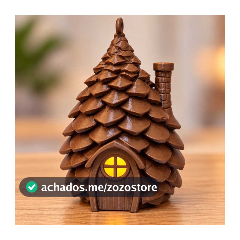 Enfeite Natalino Casinha de Natal em Formato de Pinha/Árvore — Luminária 3D com LED