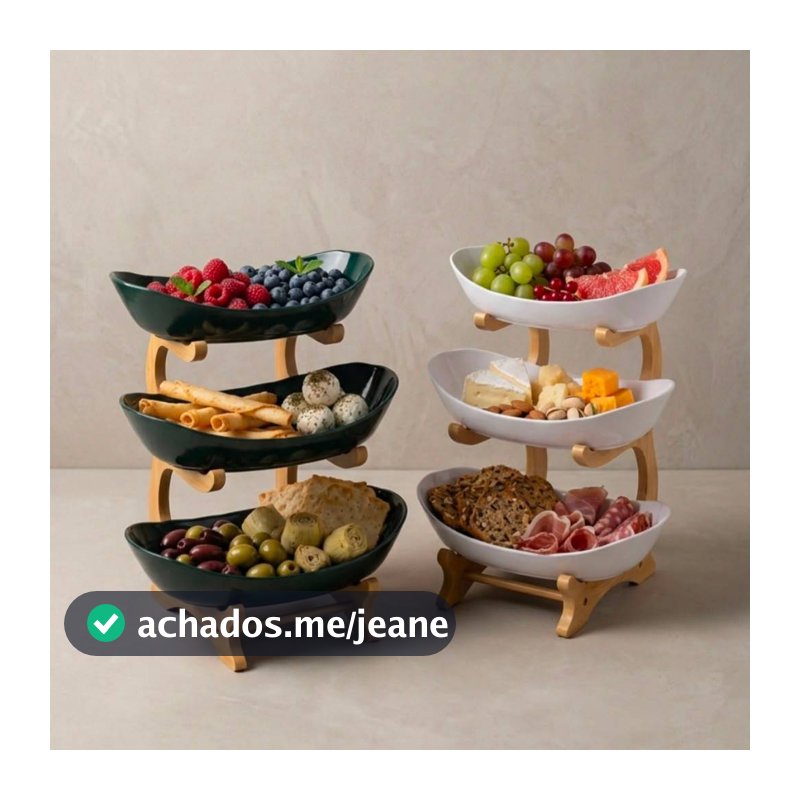 Fruteira De Mesa 3 Andares Petisqueira Bandejas Para Frutas Sobremesa Cozinha