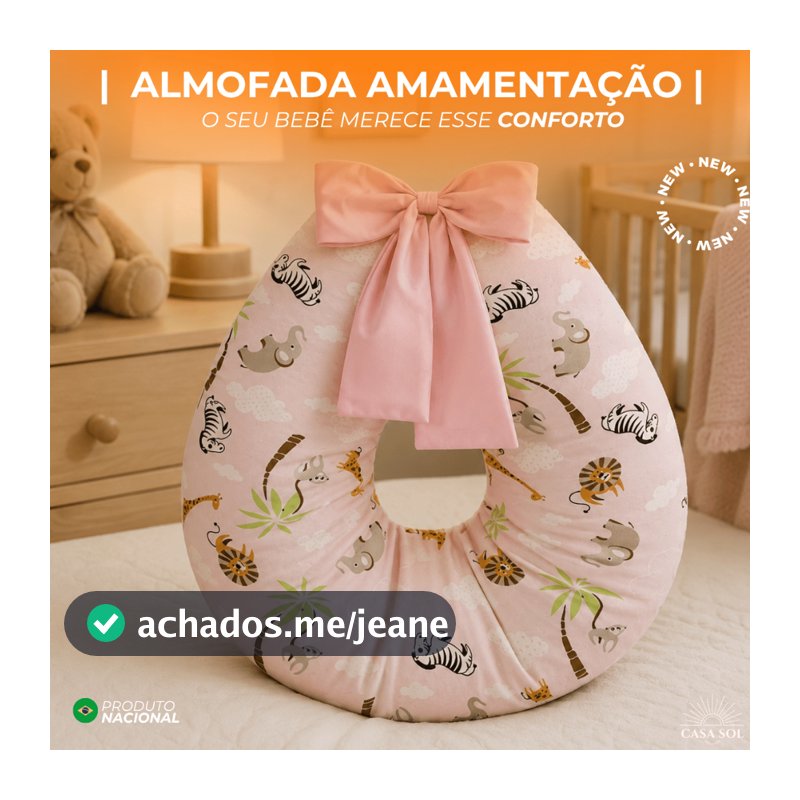 ALMOFADA DE AMAMENTAÇÃO | GRANDE | ESTAMPADA | ALGODÃO | COM LAÇO E ZIPER