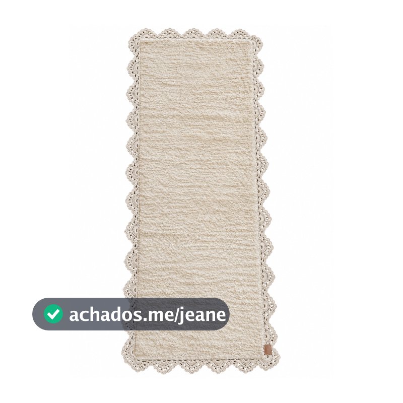 Tapete Passadeira 0,60 x 2,00m ou 0,60 x 1,50m Boho Artesanal em Algodão Cru com Crochê