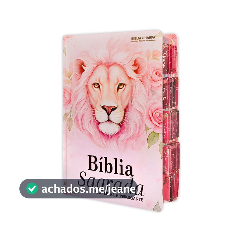 Bíblia Sagrada - Hipergigante Leão Flores Rosê com Abas | ARC - João Ferreira de Almeida - Fullcolor