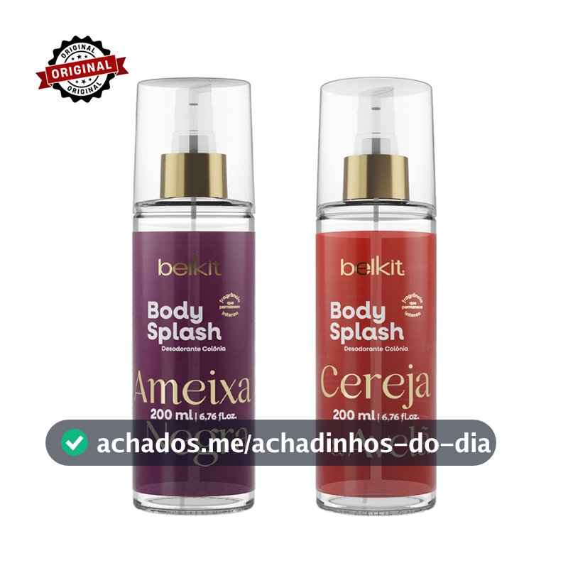 Kit 2 Body Splash Ameixa Negra, Maracujá, ou Uva Merlot Cereja 200ml BELKIT Alta Projeção e Fixação