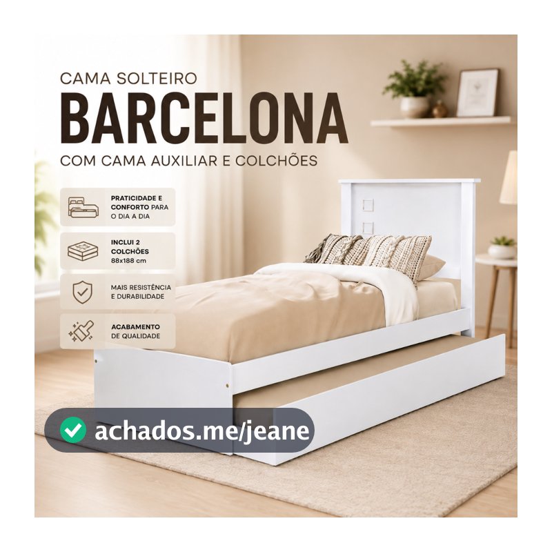 Bicama Solteiro Barcelona com Cama Auxiliar
