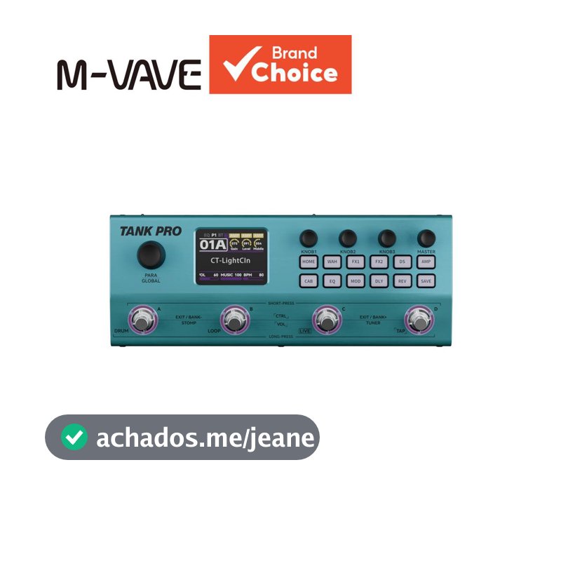 M-VAVE TANK PRO ANN Pedal com Looper & Máquina de Ritmos, Compatível com Sistema Sem Fio para Guitarra, Acessórios