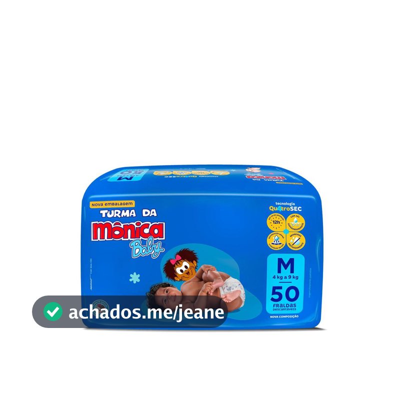 Fralda Turma da Mônica Baby Mega M com 50un