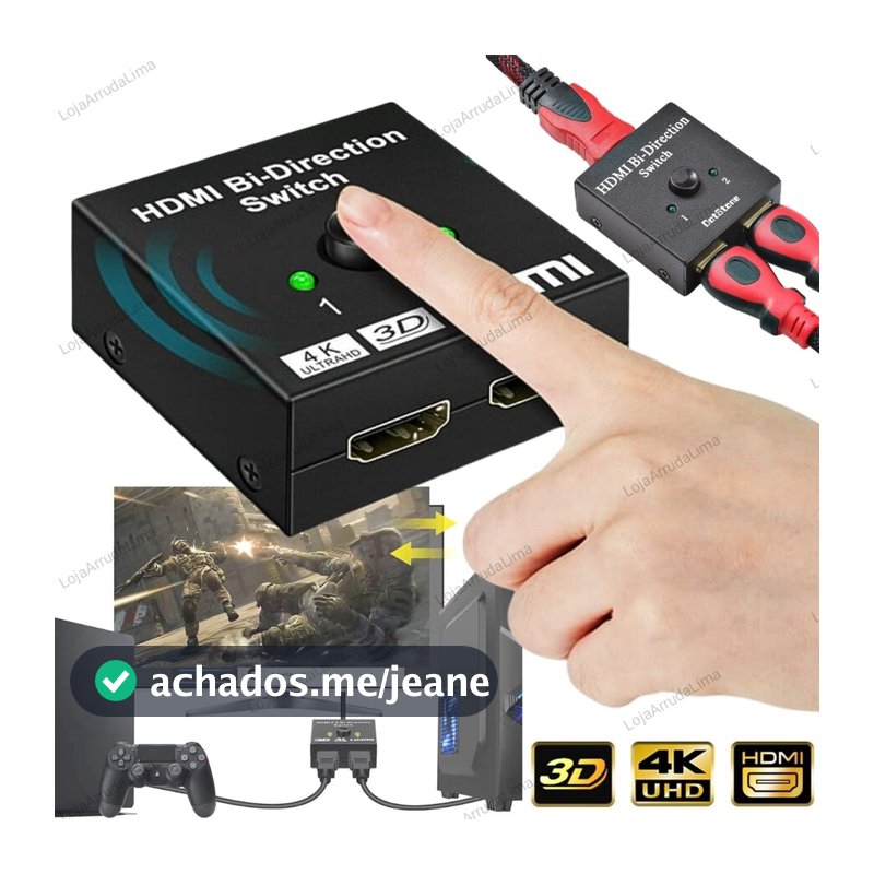 Splitter Switch Divisor Hdmi 1x2 2x1 Bidirecional Full Hd 4k